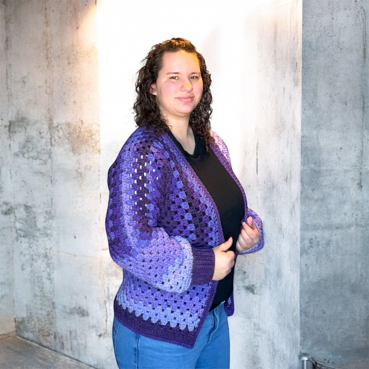 Hexagon Cardigan - Grape Jelly (M)